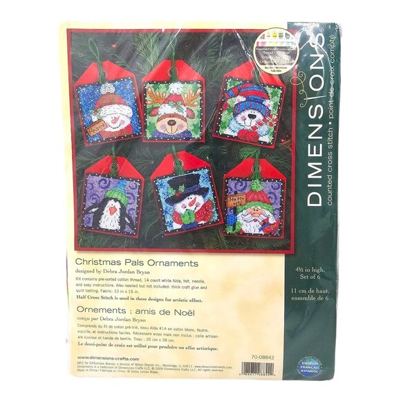 Dimensions Christmas Pals Ornaments Cross Stitch Kit 2009 Makes 6 New Sealed - Picture 1 of 4